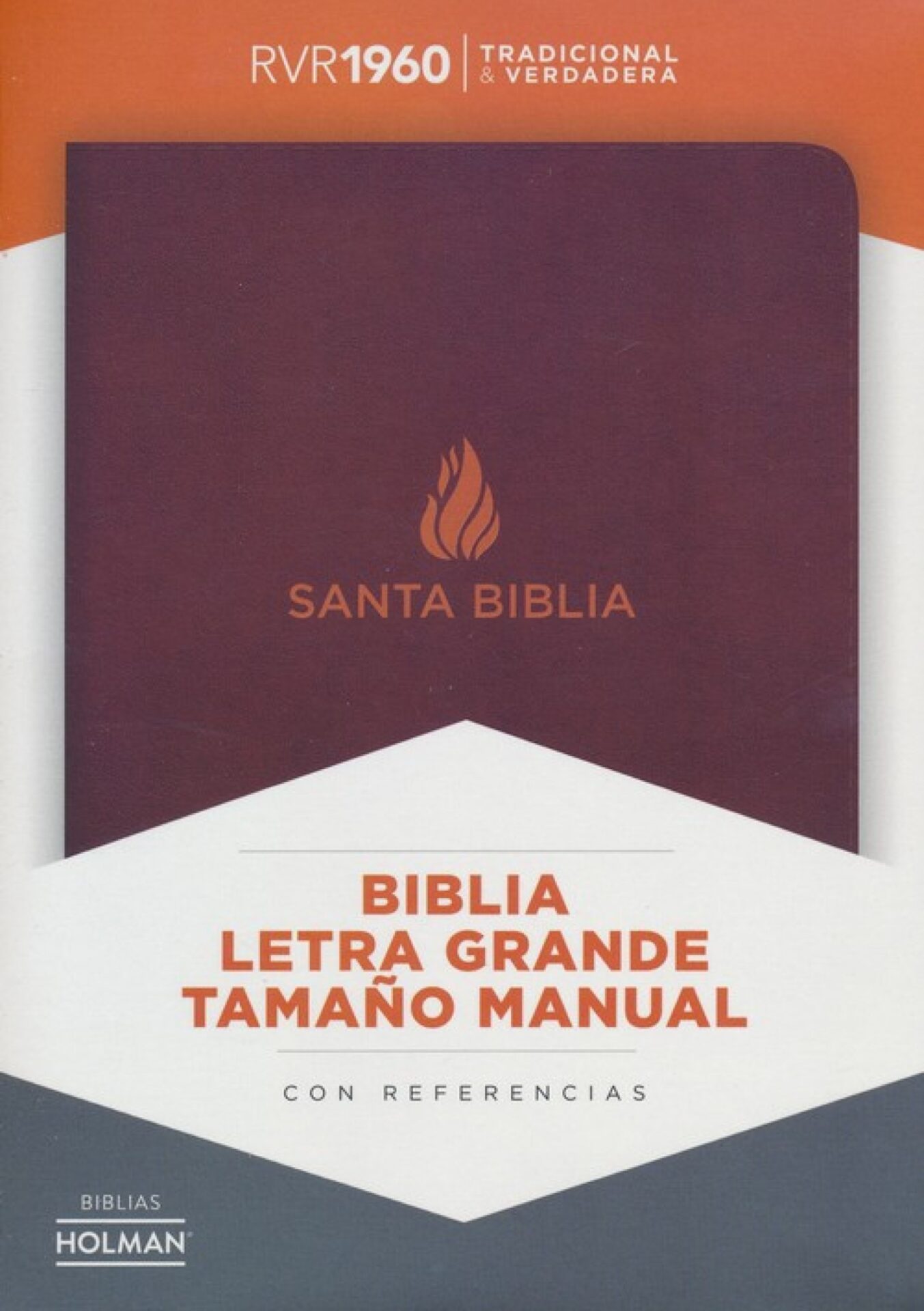 Biblia Reina Valera 1960 Tamaño Manual Letra Grande, Marrón Piel Fabricada
