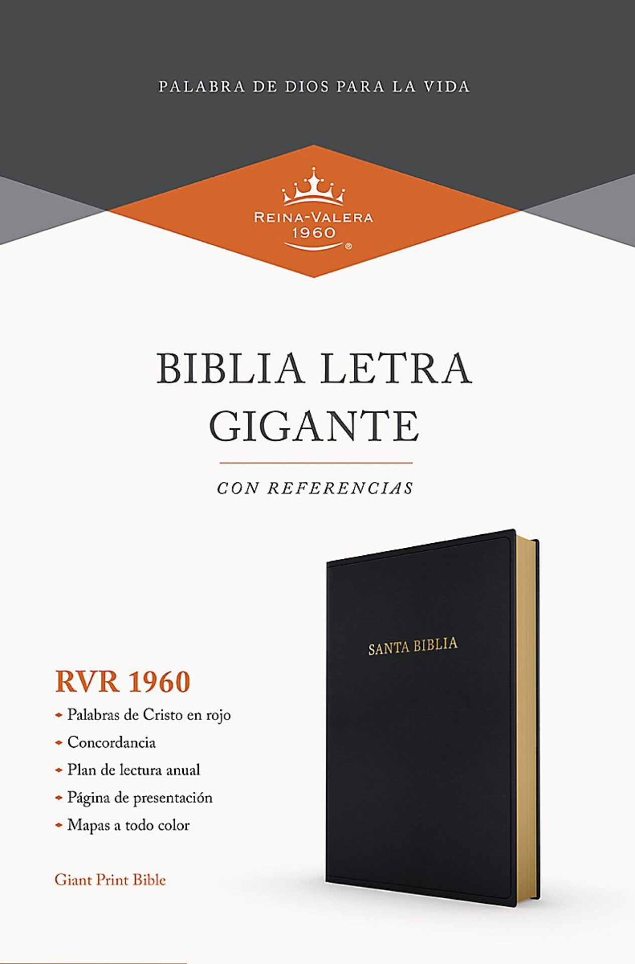 Biblia Reina Valera 1960 Letra Gigante Piel Fabricada Negro