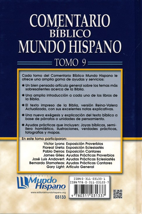 Comentario Bíblico Mundo Hispano- Tomo 9 - Proverbios, Eclesiastes y Cantares - Tapa Dura - Varios Autores - Imagen 2