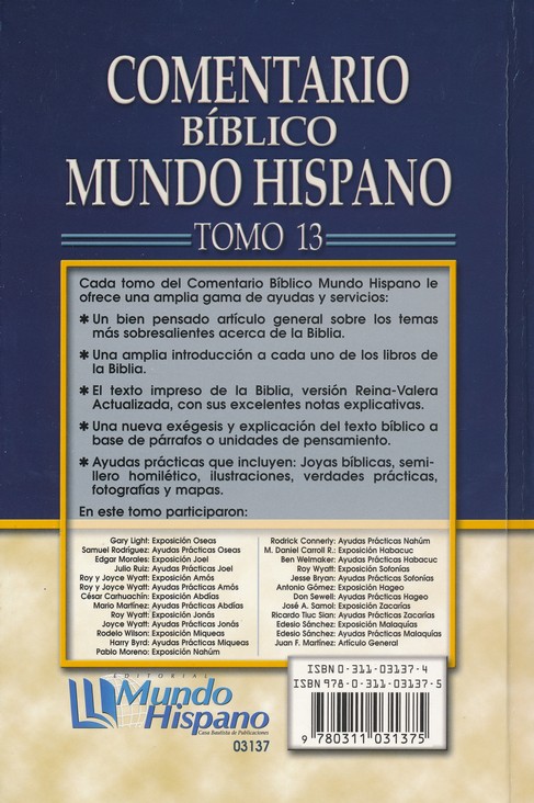 Comentario Bíblico Mundo Hispano- Tomo 13 - Oseas y Malaquias - Tapa Dura - Varios Autores - Imagen 9