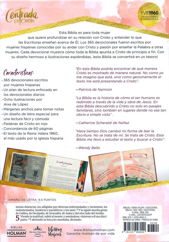 Biblia Devocional Para Mujeres Centrada En Cristo RV1960 Imitación Piel Floral - Imagen 10