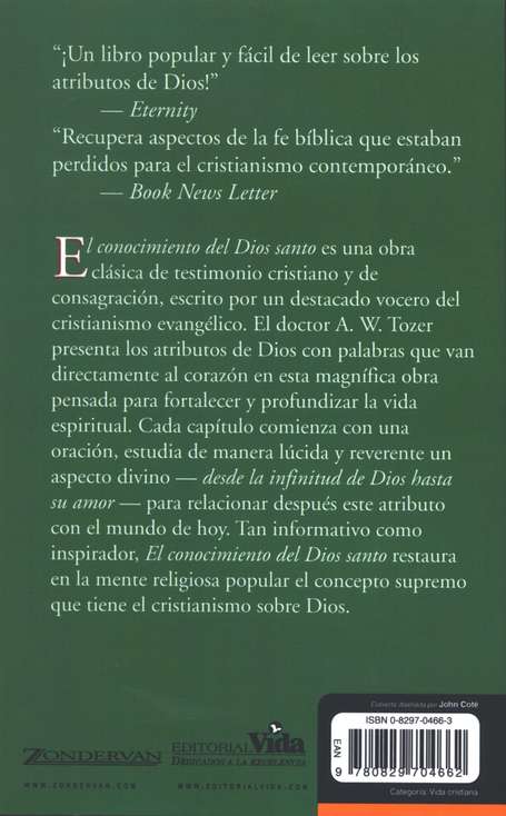 El Conocimiento del Dios Santo - Tapa Blanda - A. W. Tozer - Imagen 8