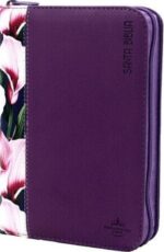Biblia Reina Valera 1960 Compacta Imitación Piel Floral Lila Con Cerezas