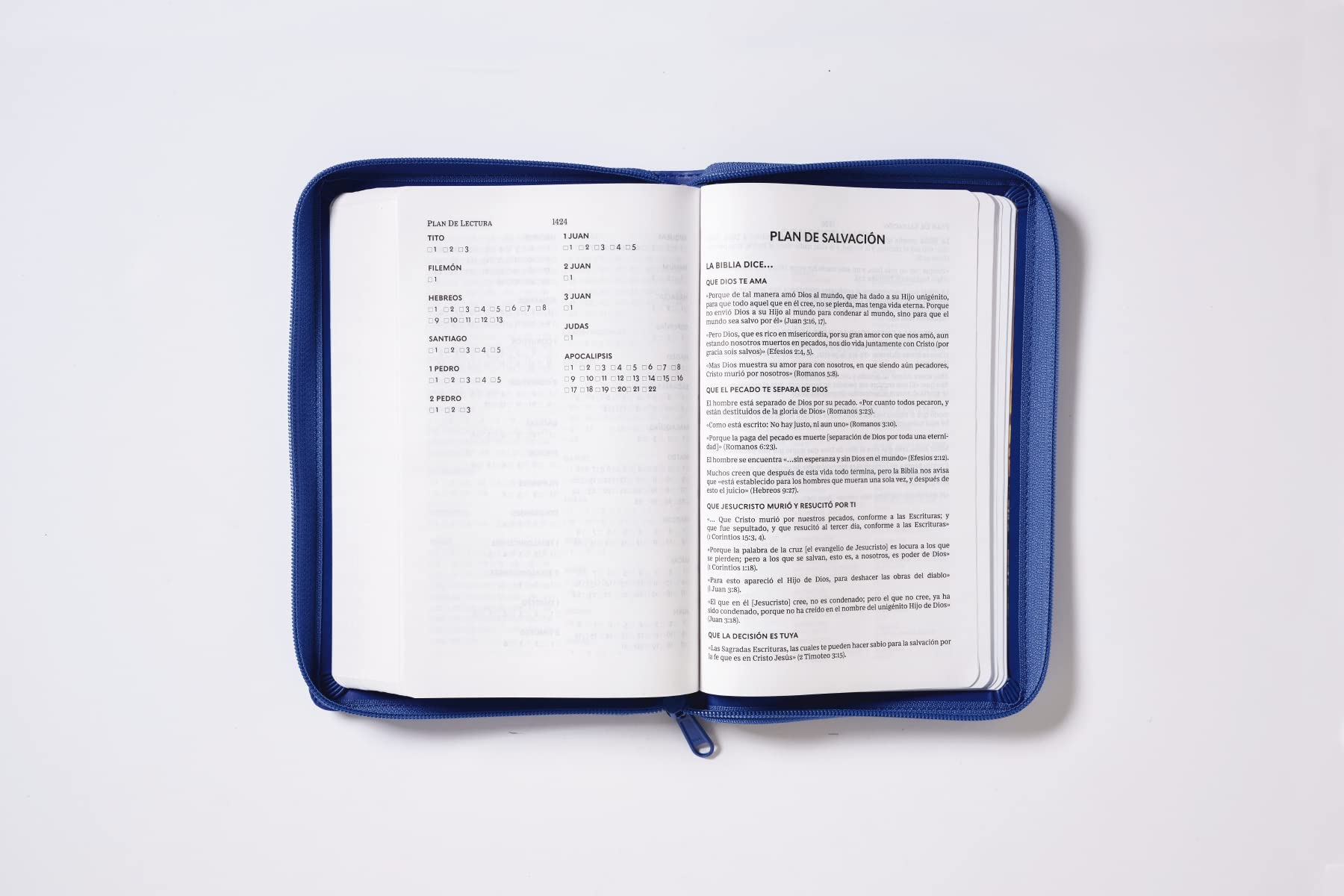 Biblia Reina Valera 1960, Tierra Santa, Ultrafina Letra Grande, Imitación Piel Azul, Con Cierre - Imagen 8