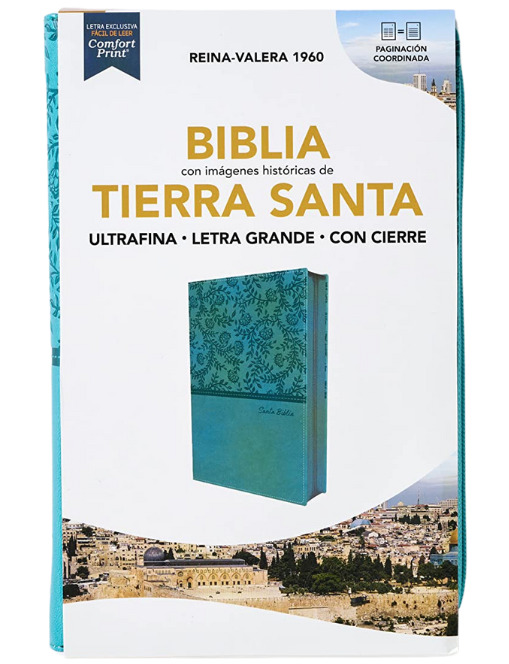 Biblia Reina Valera 1960, Tierra Santa, Ultrafina Letra Grande, Imitación Piel Turquesa, Con Cierre - Imagen 3