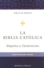 Biblia Católica, Regalos y Ceremonias, Color Rosa, Imitación Piel Cuero Reciclado