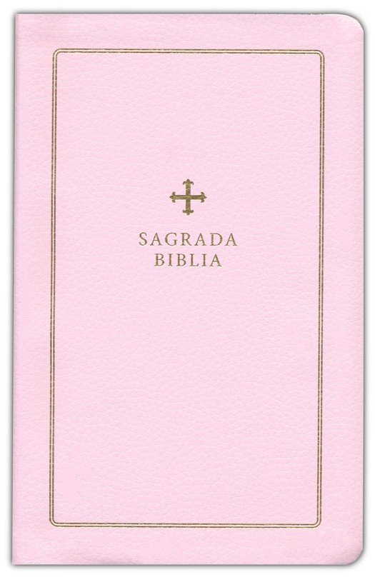 Biblia Católica, Regalos y Ceremonias, Color Rosa, Imitación Piel Cuero Reciclado - Imagen 3