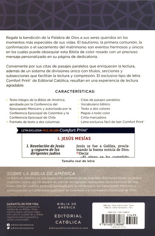 Biblia Católica, Regalos y Ceremonias, Color Rosa, Imitación Piel Cuero Reciclado - Imagen 11