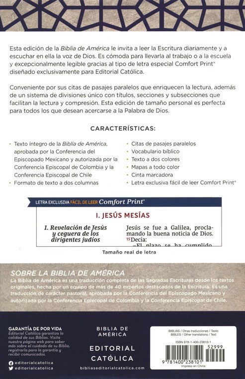 Biblia Católica Tamaño Personal, Tapa Dura, Azul Con Índice - Imagen 10