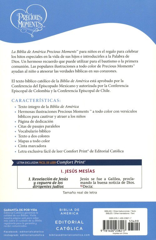 Biblia Católica Precious Moments, Tamaño Manual, Imitación Piel, Azul Celeste - Imagen 10
