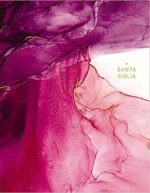 NBLA, Biblia Edición Artística Ilustrada, Tapa Dura, Tela, Rosado, Canto Con Diseño, Palabras De Jesús en Rojo