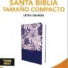 RVR60 Santa Biblia, Letra Grande, Tamaño Compacto, Tapa Dura, Tela Azul Floral, Edición Letra Roja Con Índice