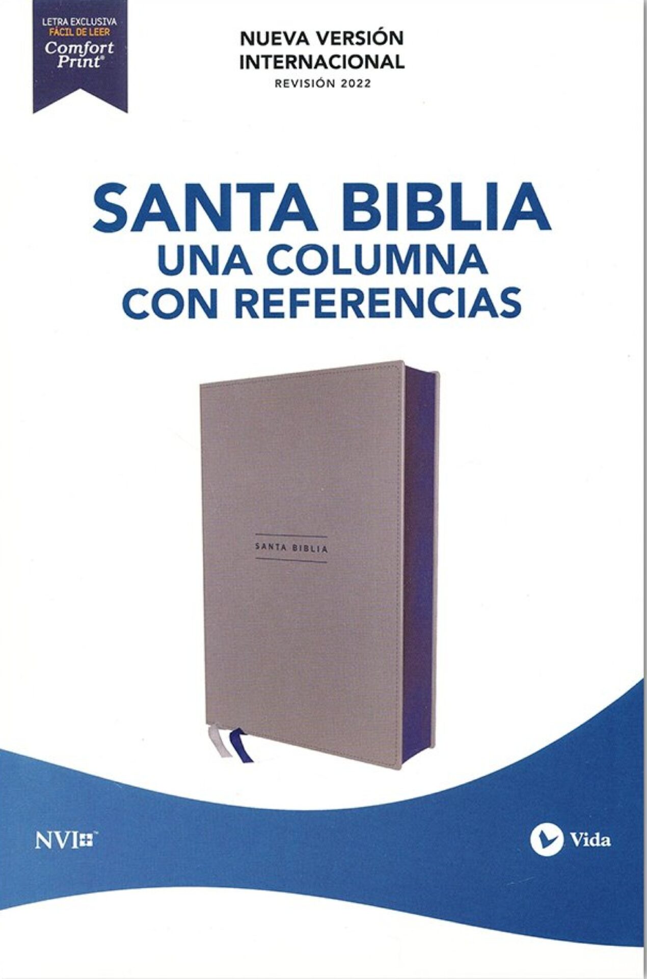NVI, Santa Biblia, Texto Revisado 2022, Una Columna Con Referencias, Piel Reciclada, Palabras de Jesús En Rojo, Gris, Comfort Print Edición Especial