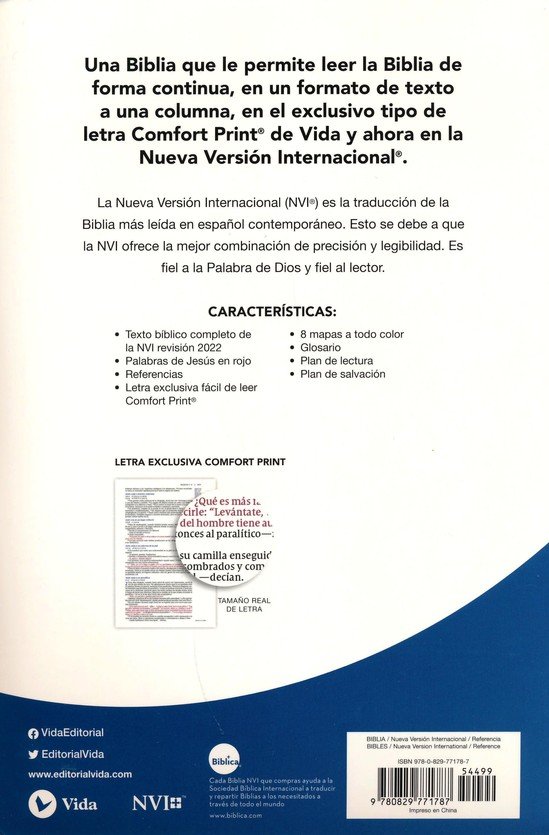 NVI Santa Biblia, Una Columna Con Referencias, Imitación Piel Azul Marino - Imagen 10
