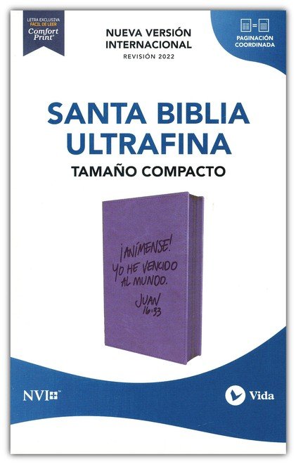 NVI, Santa Biblia, Texto Revisado 2022, Ultrafina, Tamaño Compacto, Imitación Piel Azul Lavanda, Con Cierre, Palabras De Jesús en Rojo, Comfort Print - Imagen 2