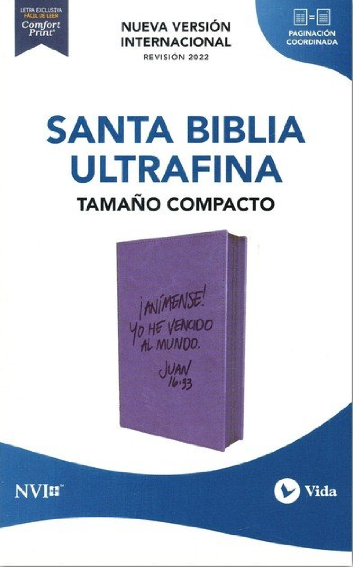 NVI, Santa Biblia, Texto Revisado 2022, Ultrafina, Tamaño Compacto, Imitación Piel Azul Lavanda, Con Cierre, Palabras De Jesús en Rojo, Comfort Print