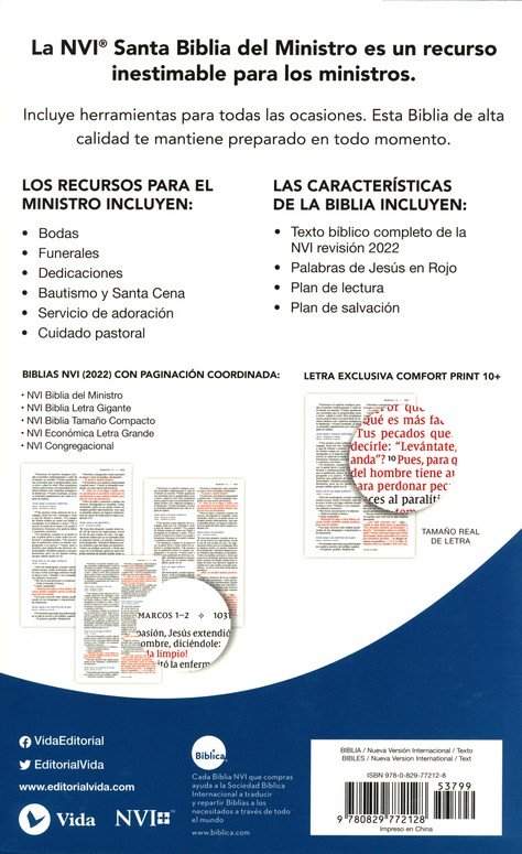 NVI Santa Biblia Edición de Ministro, Imitación Piel Azul Marino Con Índice - Imagen 10