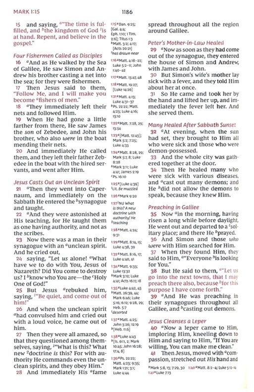NKJV, Reference Bible, Classic Verse-by-Verse, Center-Column, Premium Goatskin Leather, Brown, Premier Collection, Red Letter, Comfort Print : Holy Bible, New King James Version - Imagen 8