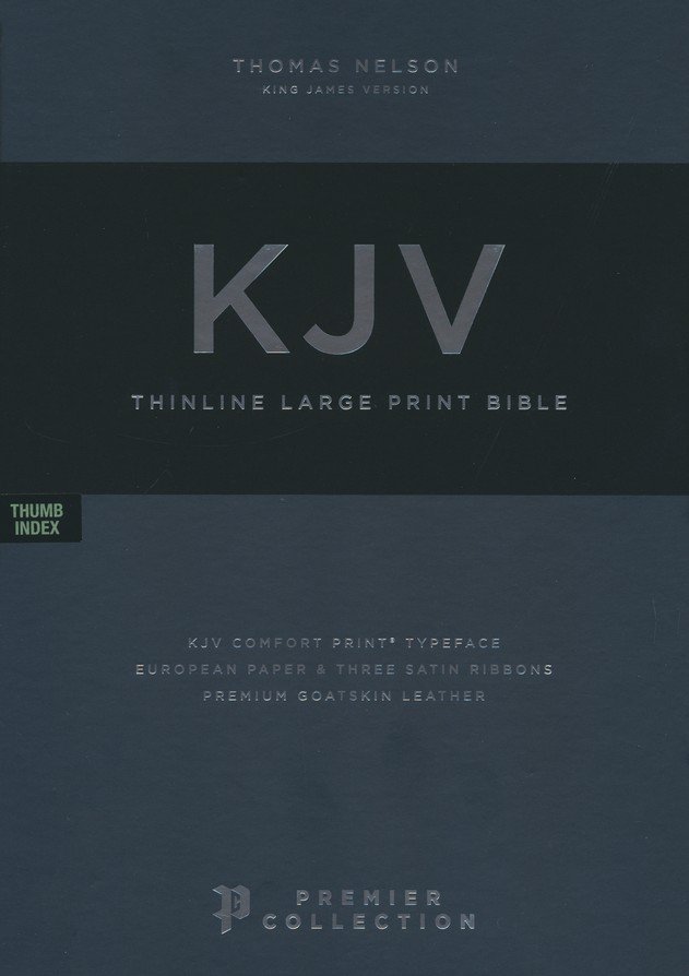KJV, Thinline Bible, Large Print, Premium Goatskin Leather, Black, Premier Collection, Red Letter, Thumb Indexed, Comfort Print : Holy Bible, King James - Imagen 2