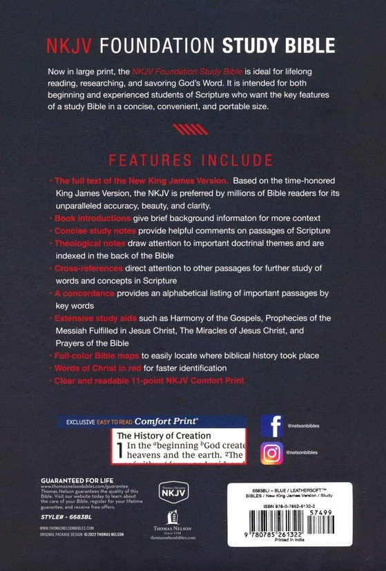 NKJV, Foundation Study Bible, Large Print, Leathersoft, Blue, Red Letter, Thumb Indexed, Comfort Print : Holy Bible, New King James Version - Imagen 14