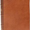 NKJV, Reference Bible, Classic Verse-by-Verse, Center-Column, Premium Goatskin Leather, Brown, Premier Collection, Red Letter, Thumb Indexed, Comfort  : Holy Bible, New King James Version