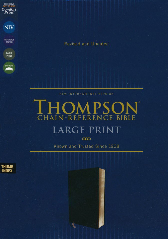 NIV, Thompson Chain-Reference Bible, Large Print, European Bonded Leather, Black, Thumb Indexed, Red Letter, Comfort Print - Imagen 2