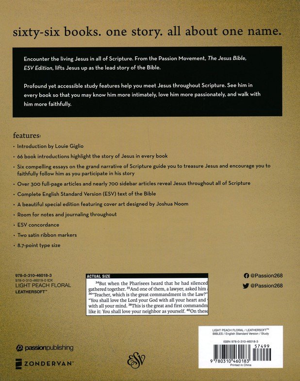 The Jesus Bible Artist Edition, ESV, Leathersoft, Peach Floral - Imagen 10