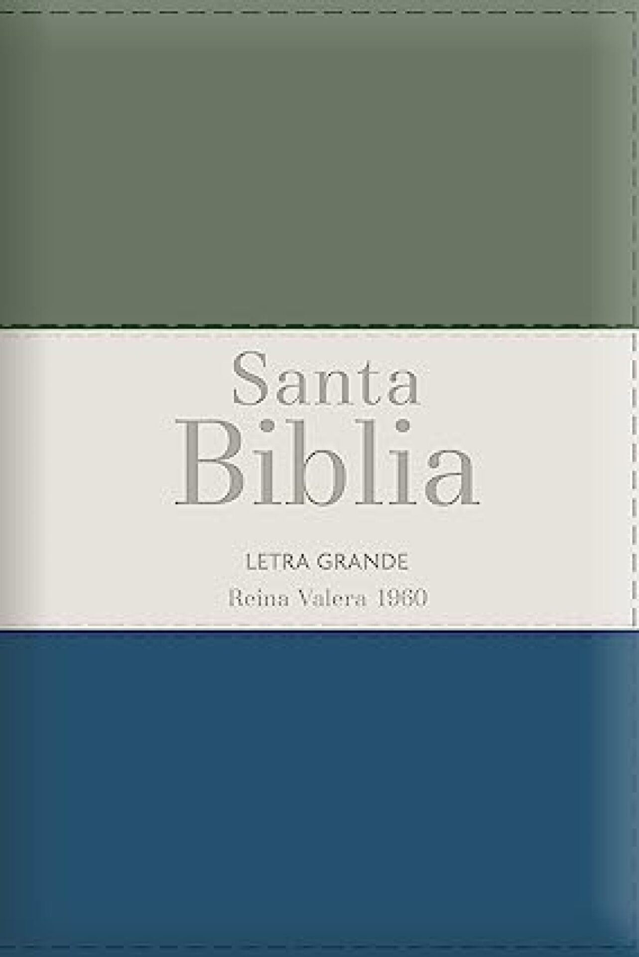 Biblia RVR 1960 Letra Grande - Tamaño Manual / Tricolor: Gris/Crema/Azul Con Indice Y Cierre
