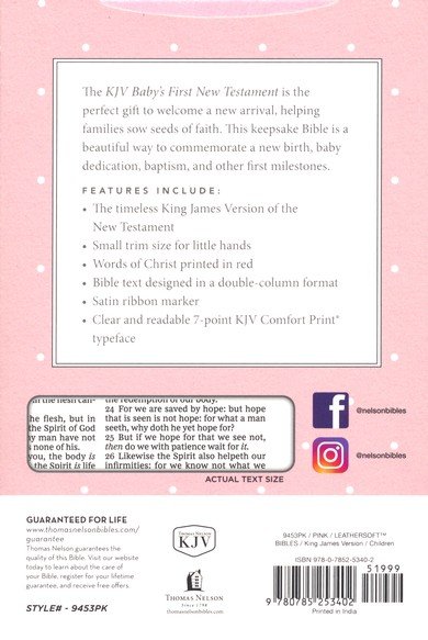 KJV, Baby's First New Testament, Leathersoft, Pink, Red Letter, Comfort Print : Holy Bible, King James Version - Imagen 10