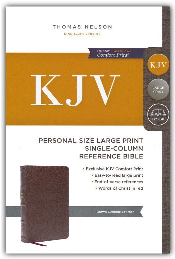 KJV, Personal Size Large Print Single-Column Reference Bible, Genuine Leather, Brown, Red Letter, Comfort Print : Holy Bible, King James Version - Imagen 2