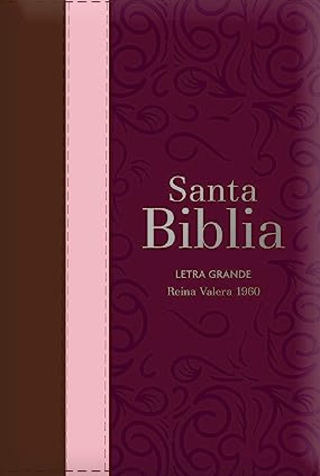 Biblia RVR 1960 Letra Grande - Tamaño Manual - Tricolor: Guinda/Palo Rosa/Marrón Con Indice Y Cierre