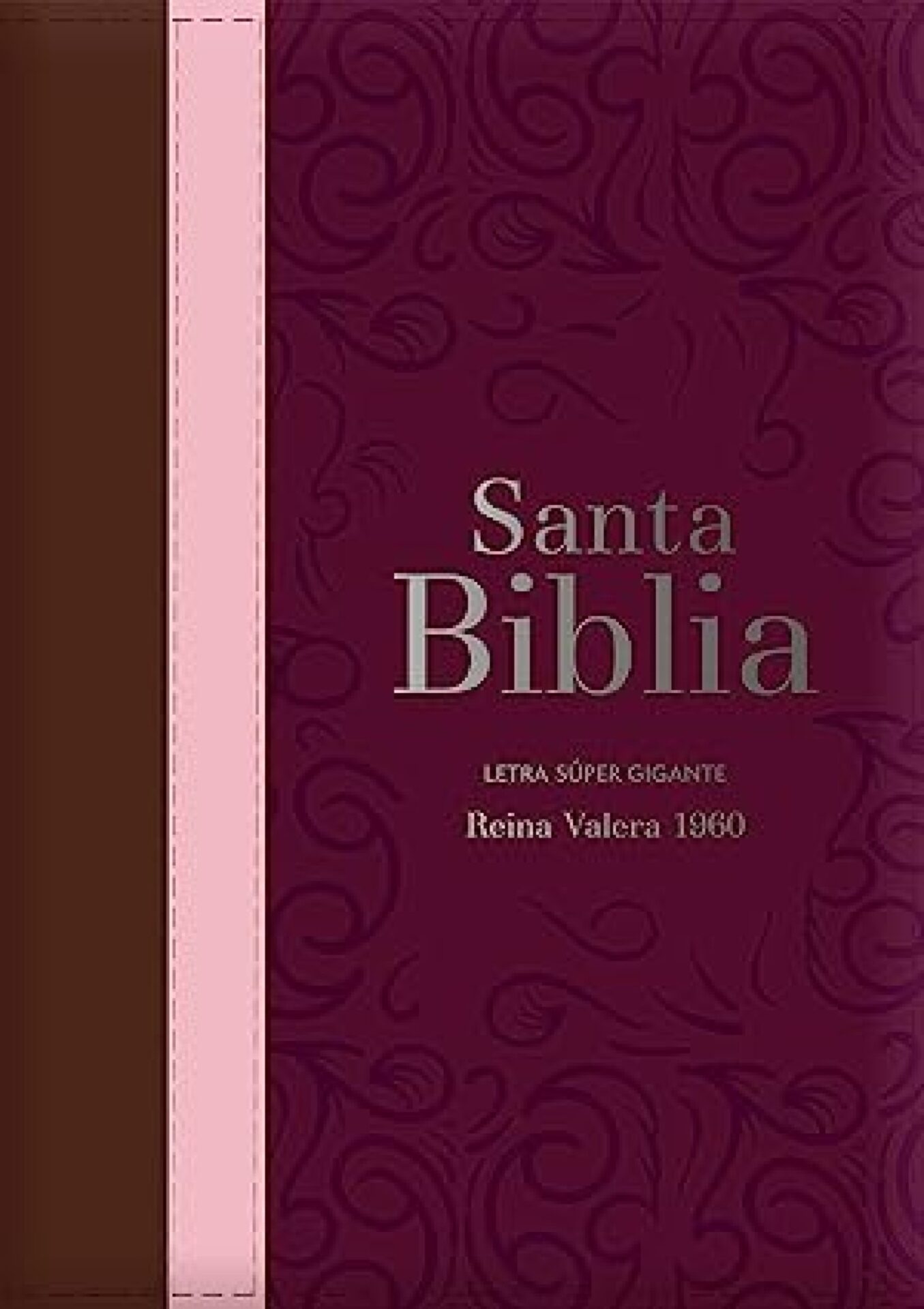 Biblia RVR 1960 Letra Súper Gigante - Tricolor: Guinda/Palorosa/Marrón Con Índice Y Cierre