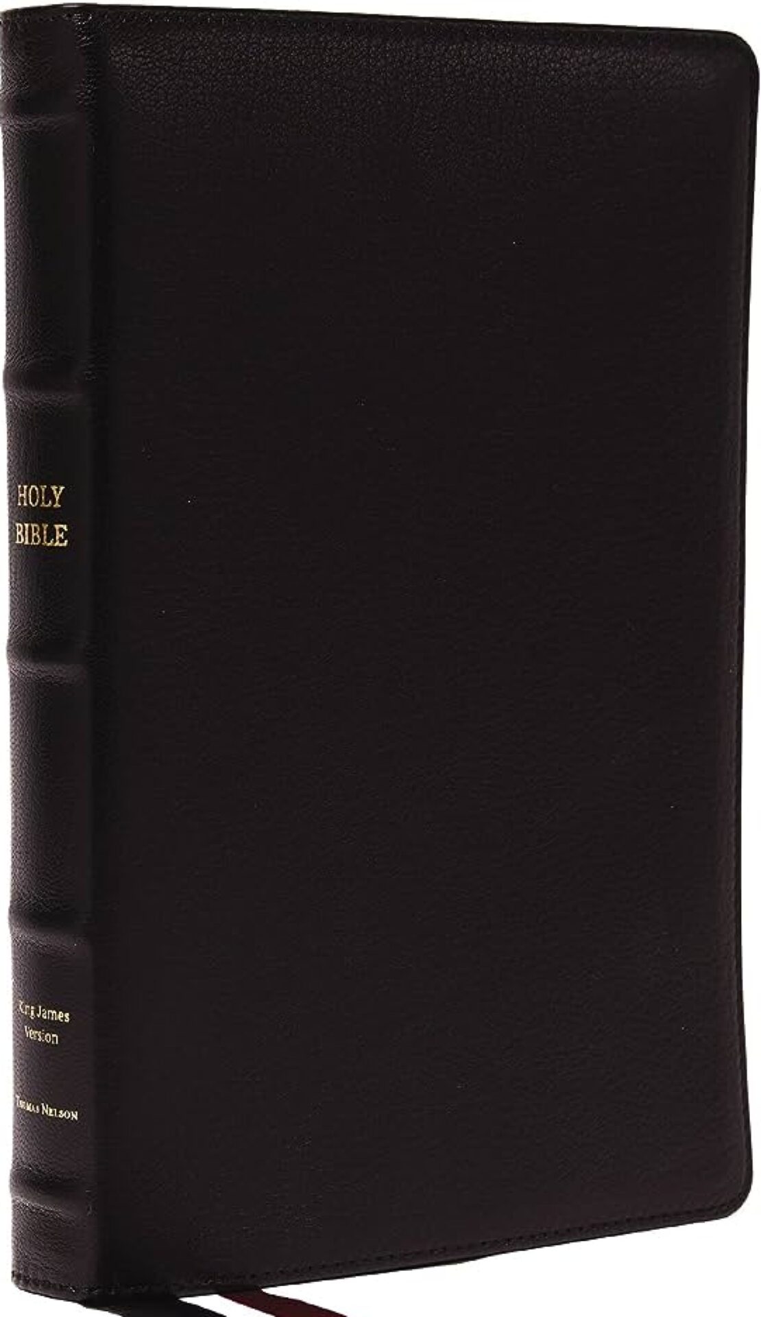 KJV, Thinline Bible, Large Print, Premium Goatskin Leather, Black, Premier Collection, Red Letter, Thumb Indexed, Comfort Print : Holy Bible, King James