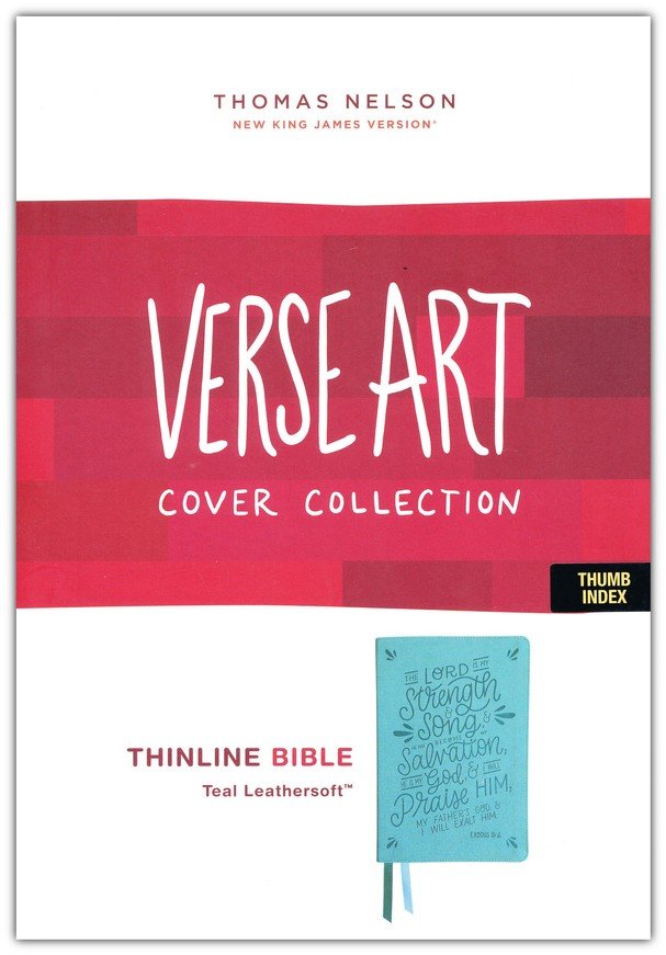 NKJV, Thinline Bible, Verse Art Cover Collection, Leathersoft, Teal, Red Letter, Thumb Indexed, Comfort Print - Imagen 2