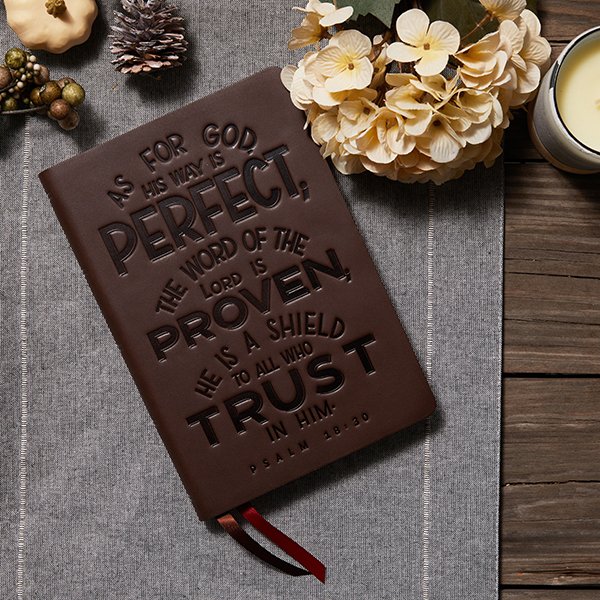 NKJV, Thinline Bible, Verse Art Cover Collection, Genuine Leather, Brown, Red Letter, Comfort Print - Imagen 10