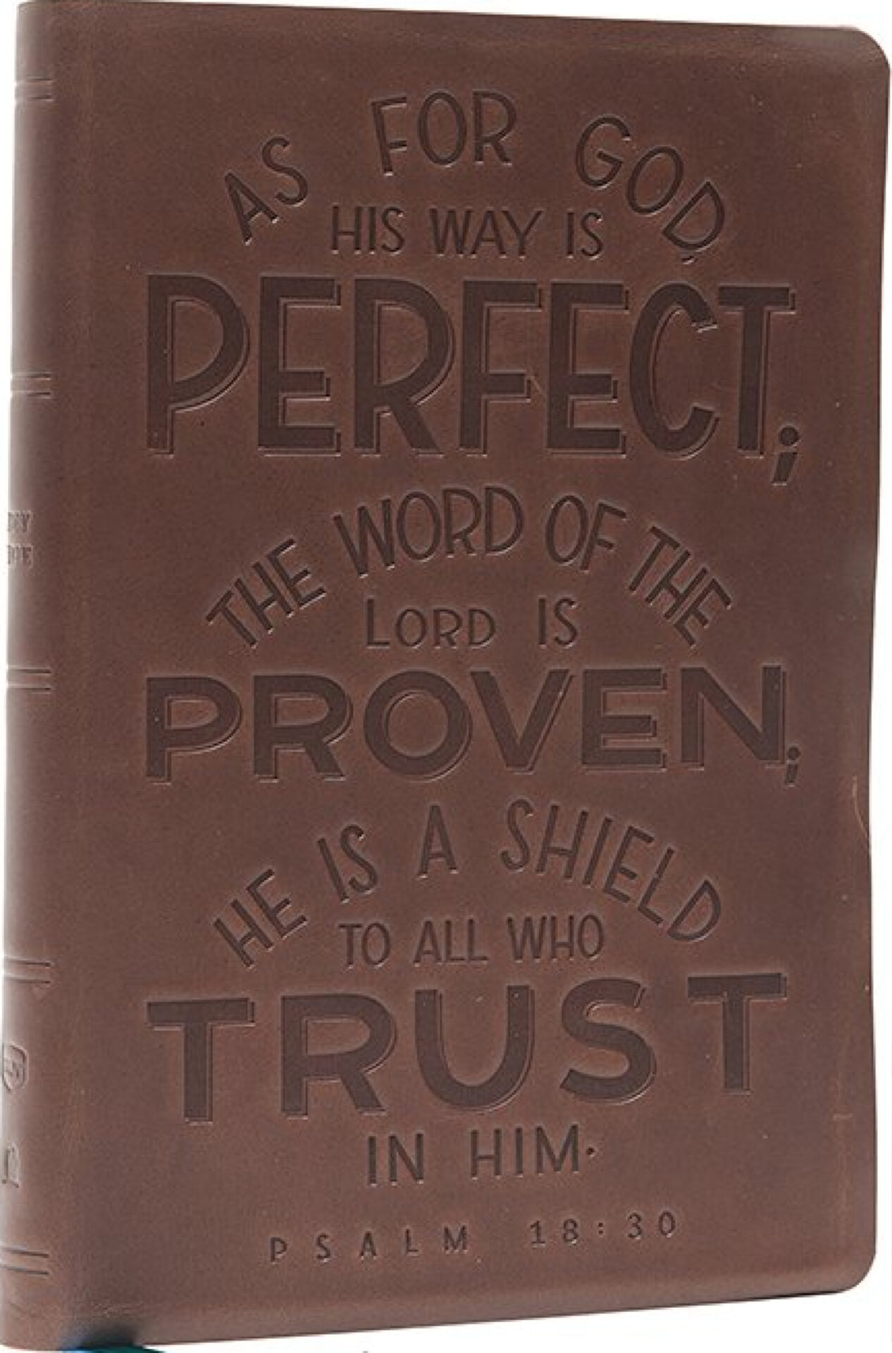 NKJV, Thinline Bible, Verse Art Cover Collection, Genuine Leather, Brown, Red Letter, Comfort Print