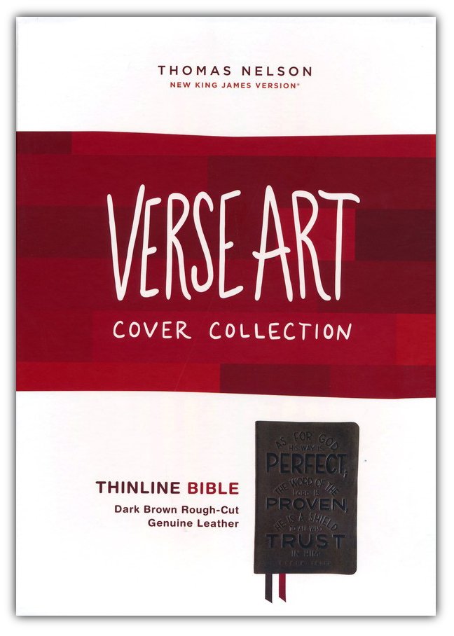 NKJV, Thinline Bible, Verse Art Cover Collection, Genuine Leather, Brown, Red Letter, Comfort Print - Imagen 2