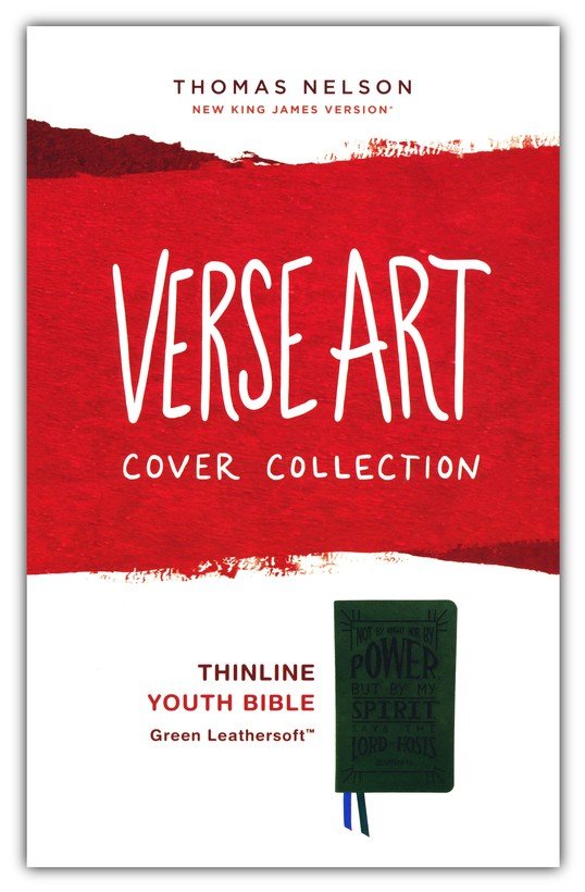 NKJV, Thinline Youth Edition Bible, Verse Art Cover Collection, Leathersoft, Green, Red Letter, Comfort Print - Imagen 2