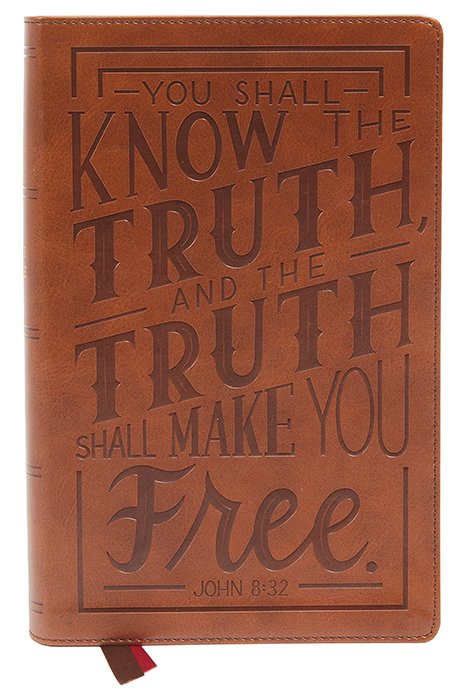 NKJV, Personal Size Large Print End-of-Verse Reference Bible, Verse Art Cover Collection, Leathersoft, Brown, Red Letter, Comfort Print - Imagen 15