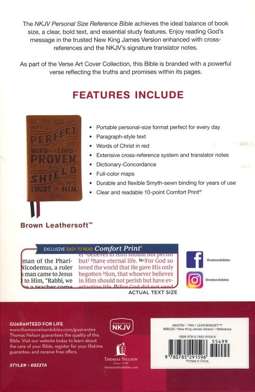 NKJV, Personal Size Reference Bible, Verse Art Cover Collection, Leathersoft, Tan, Red Letter, Thumb Indexed, Comfort Print - Imagen 16