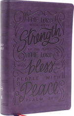 NKJV, Giant Print Center-Column Reference Bible, Verse Art Cover Collection, Leathersoft, Purple, Thumb Indexed, Red Letter, Comfort Print