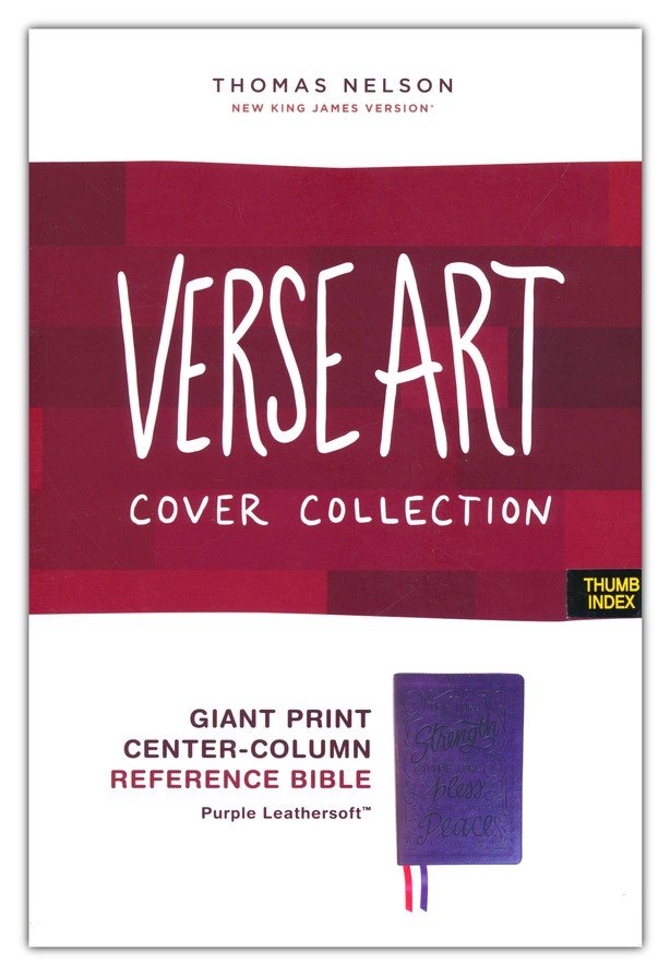 NKJV, Giant Print Center-Column Reference Bible, Verse Art Cover Collection, Leathersoft, Purple, Thumb Indexed, Red Letter, Comfort Print - Imagen 2