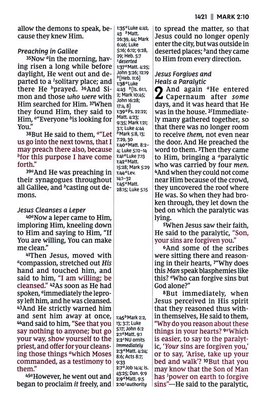 NKJV, Giant Print Center-Column Reference Bible, Verse Art Cover Collection, Leathersoft, Purple, Thumb Indexed, Red Letter, Comfort Print - Imagen 9