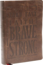 NKJV, Giant Print Center-Column Reference Bible, Verse Art Cover Collection, Genuine Leather, Brown, Thumb Indexed, Red Letter, Comfort Print