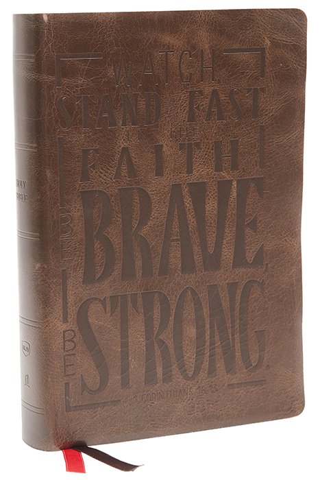NKJV, Giant Print Center-Column Reference Bible, Verse Art Cover Collection, Genuine Leather, Brown, Red Letter, Comfort Print - Imagen 15