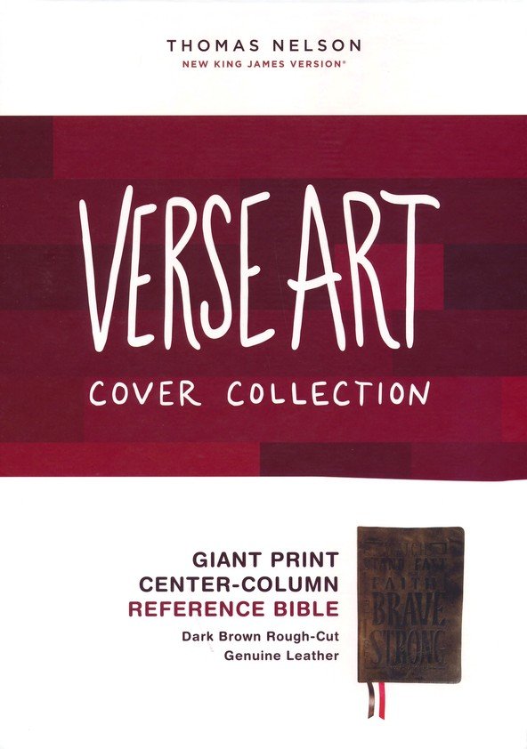 NKJV, Giant Print Center-Column Reference Bible, Verse Art Cover Collection, Genuine Leather, Brown, Red Letter, Comfort Print - Imagen 2
