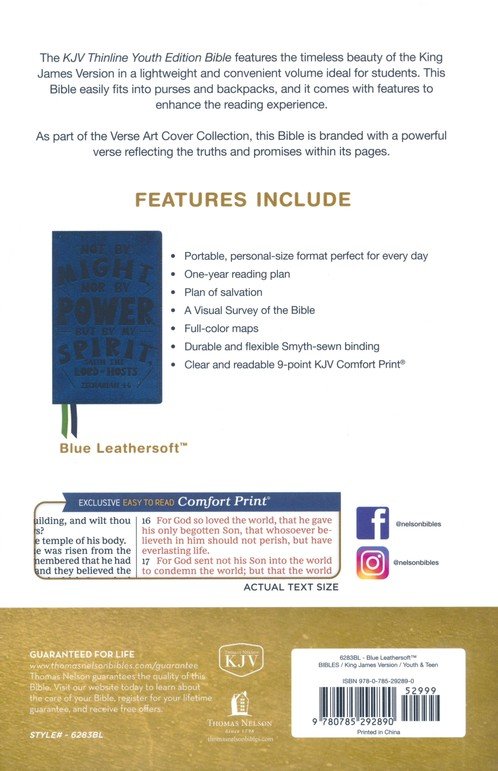 KJV, Thinline Youth Edition Bible, Verse Art Cover Collection, Leathersoft, Blue, Red Letter, Comfort Print - Imagen 10