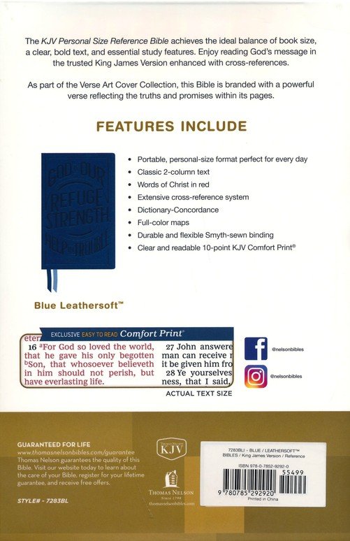 KJV, Personal Size Reference Bible, Verse Art Cover Collection, Leathersoft, Blue, Red Letter, Thumb Indexed, Comfort Print - Imagen 10