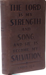 KJV, Personal Size Reference Bible, Verse Art Cover Collection, Genuine Leather, Brown, Red Letter, Thumb Indexed, Comfort Print