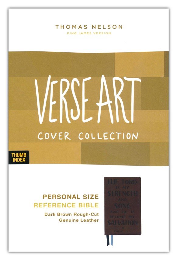 KJV, Personal Size Reference Bible, Verse Art Cover Collection, Genuine Leather, Brown, Red Letter, Thumb Indexed, Comfort Print - Imagen 2